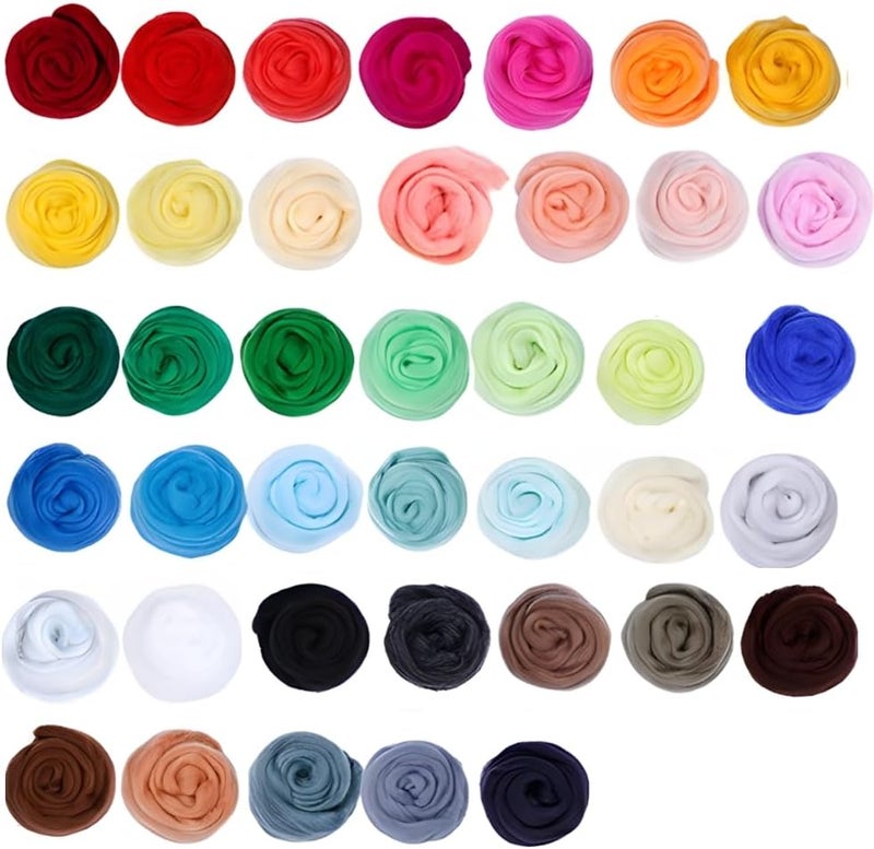 Catopia 40-Color Wool Roving Set – Generous 120g Fibre for Needle Felting, Wet Felting, Blending, and DIY Crafts，no Tools,only wools(40c roving Wool) - Image 1